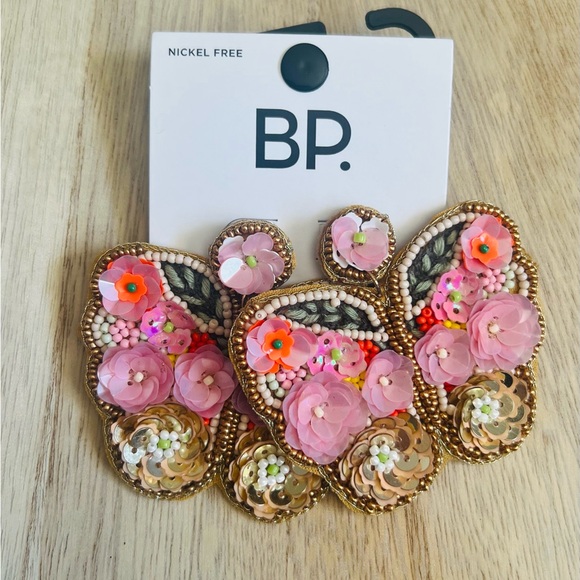 bp Jewelry - NEW BP. Pink and Gold Beaded & Sequin Butterfly Earrings💝